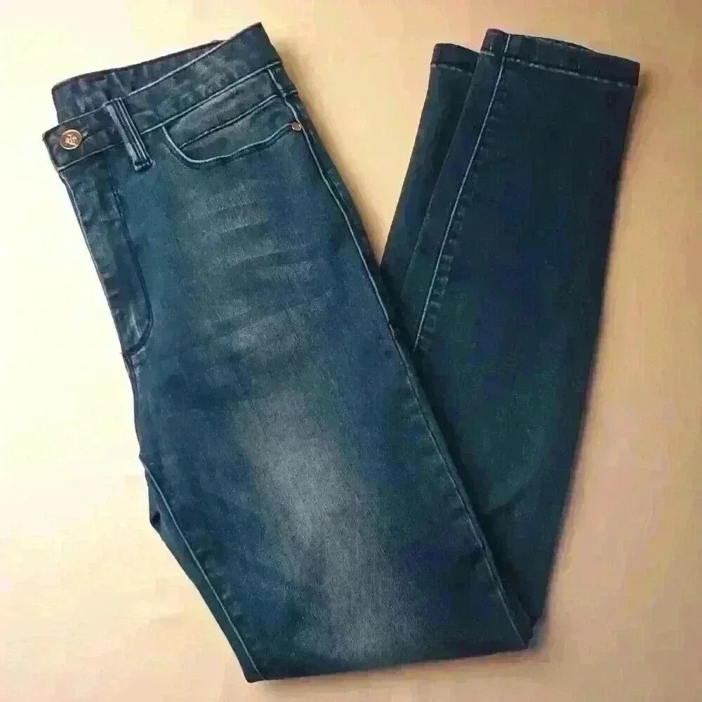 Bebe Women High Rise Stretch Skinny Jean Size 4/27 Dark Wash Blue Classic Casual